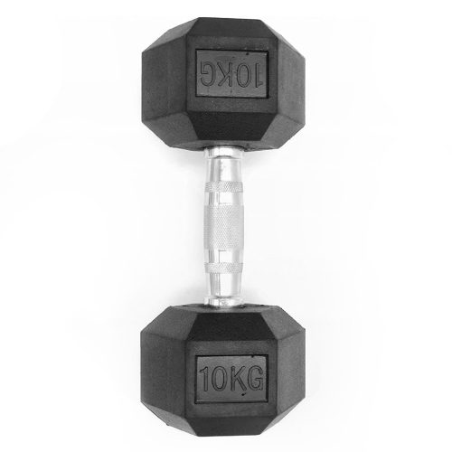 Mancuerna Hexagonal 10kgs con Revestimiento de Caucho - Pack 2uds