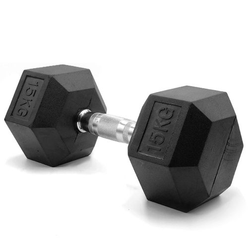 Mancuerna hexagonal 15Kgs con Revestimiento de Caucho - 1 unidad