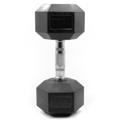 Mancuerna hexagonal 15Kgs con Revestimiento de Caucho - 1 unidad
