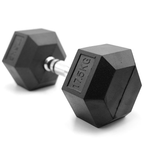 Mancuerna Hexagonal 17,5kgs con Revestimiento de Caucho - 1 unidad