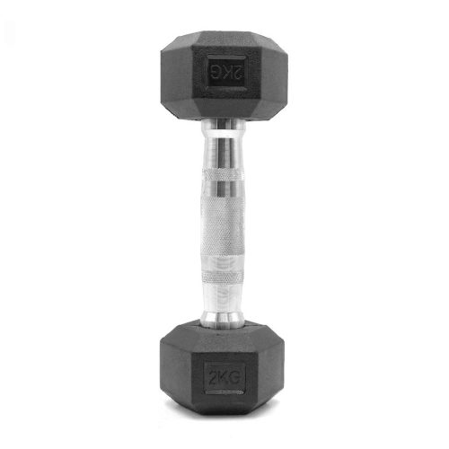 Mancuerna Hexagonal 2kgs con Revestimiento de Caucho - Pack 2uds