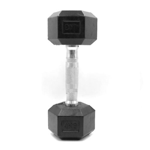 Mancuerna Hexagonal 4kgs con Revestimiento de Caucho - Pack 2uds