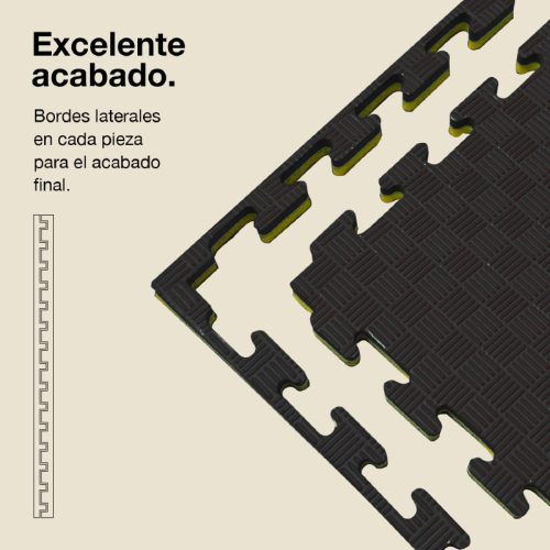 Tatami Puzzle 2,5cm Amarillo/Negro 100x100cm, Reversible Antideslizante F
