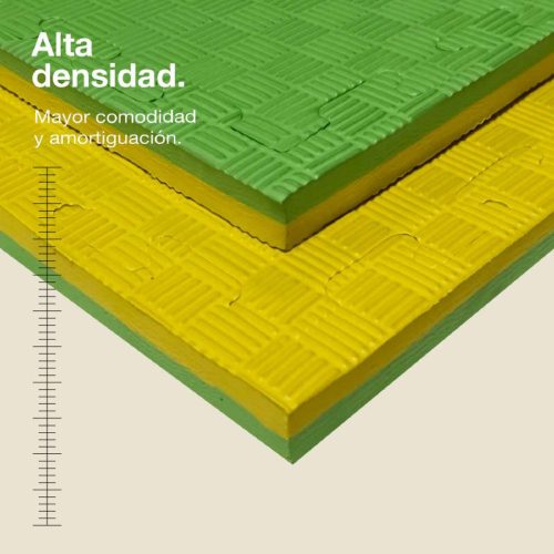 Tatami Puzzle 2,5cm Amarillo/Verde 100x100cm, Reversible Antideslizante F