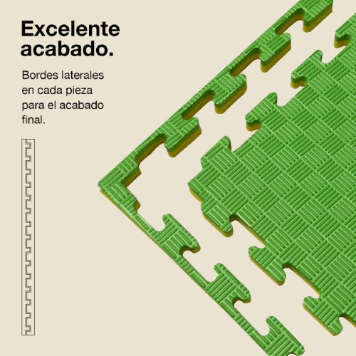 Tatami Puzzle 2,5cm Amarillo/Verde 100x100cm, Reversible Antideslizante F