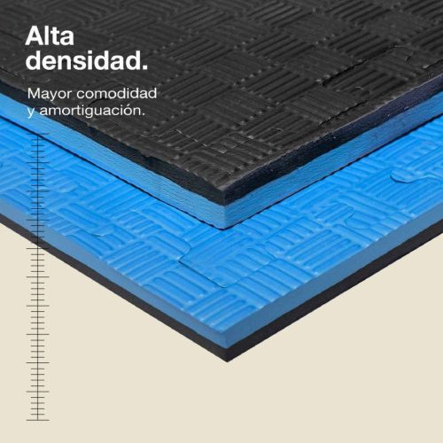 Tatami Puzzle 2,5cm Azul/Negro 100x100cm, Reversible Antideslizante F