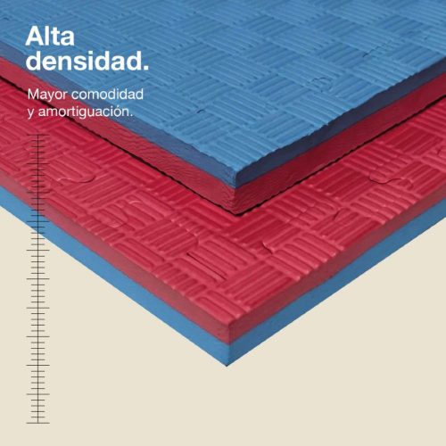 Tatami Puzzle 2,5cm Azul/Rojo 100x100cm, Reversible Antideslizante F
