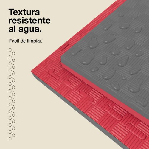 Tatami Puzzle 2,5cm Gris/Rojo 100x100cm, Reversible Antideslizante F
