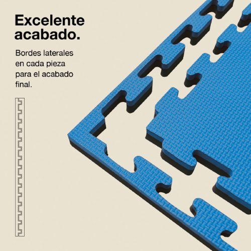 Tatami Puzzle 2,5cm Azul/Negro 100x100cm, Reversible Antideslizante T