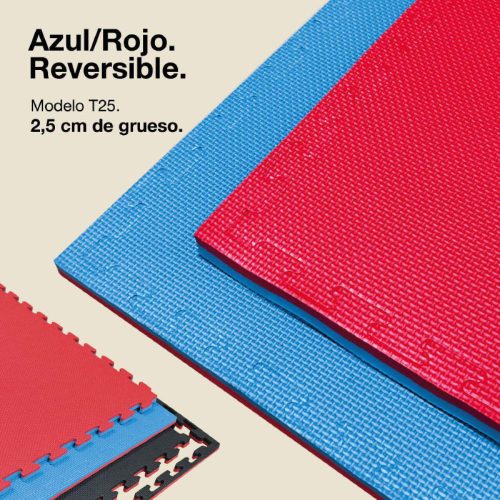 Tatami Puzzle 2,5cm Azul/Rojo 100x100cm, Reversible Antideslizante T