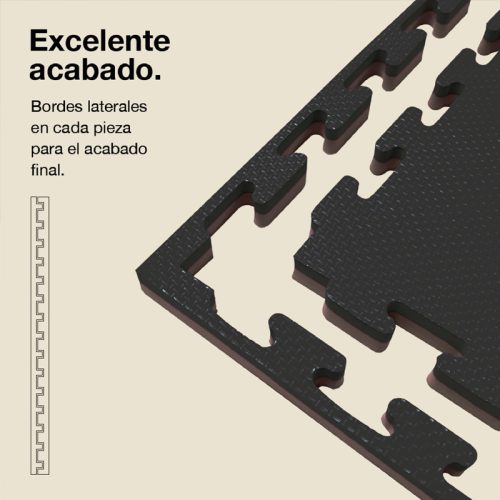 Tatami Puzzle 2,5cm Gris/Negro 100x100cm, Reversible Antideslizante T