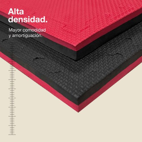 Tatami Puzzle 2,5cm Negro/Rojo 100x100cm, Reversible Antideslizante T