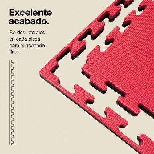 Tatami Puzzle 2,5cm Negro/Rojo 100x100cm, Reversible Antideslizante T