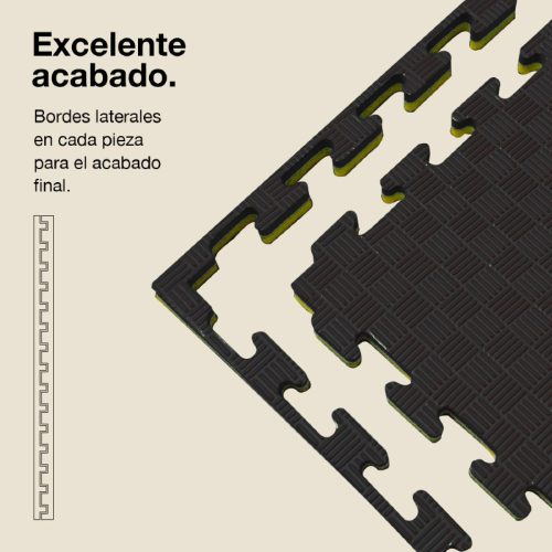 Tatami Puzzle 2cm Amarillo/Negro 100x100cm, Reversible Antideslizante F
