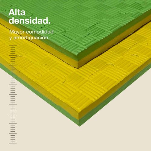 Tatami Puzzle 2cm Amarillo/Verde 100x100cm, Reversible Antideslizante F