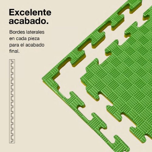 Tatami Puzzle 2cm Amarillo/Verde 100x100cm, Reversible Antideslizante F