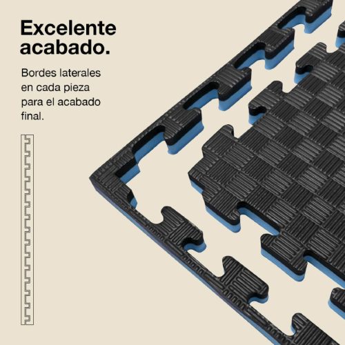Tatami Puzzle 2cm Azul/Negro 100x100cm, Reversible Antideslizante F