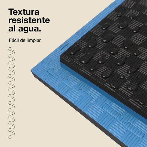 Tatami Puzzle 2cm Azul/Negro 100x100cm, Reversible Antideslizante F