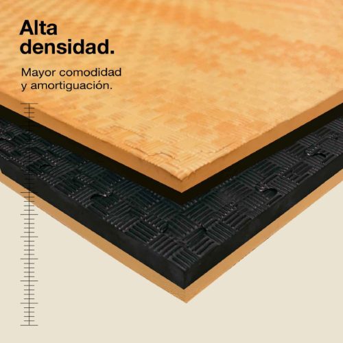 Tatami Puzzle 2cm Negro/Madera 100x100cm, Reversible Antideslizante F