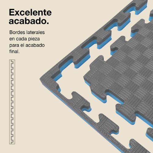 Tatami Puzzle 2cm Gris/Azul 100x100cm, Reversible Antideslizante F