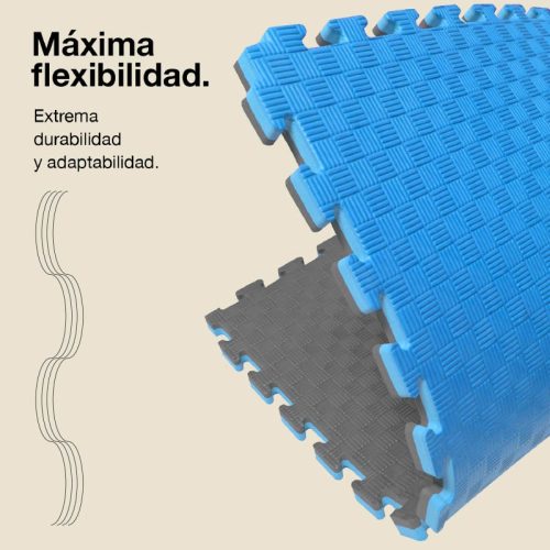 Tatami Puzzle 2cm Gris/Azul 100x100cm, Reversible Antideslizante F