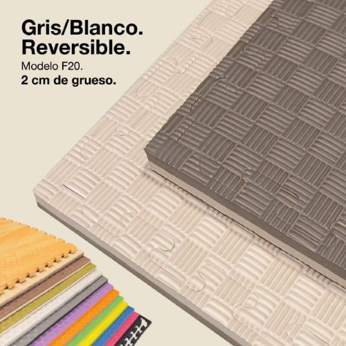 Tatami Puzzle 2cm Gris/Blanco 100x100cm, Reversible Antideslizante F