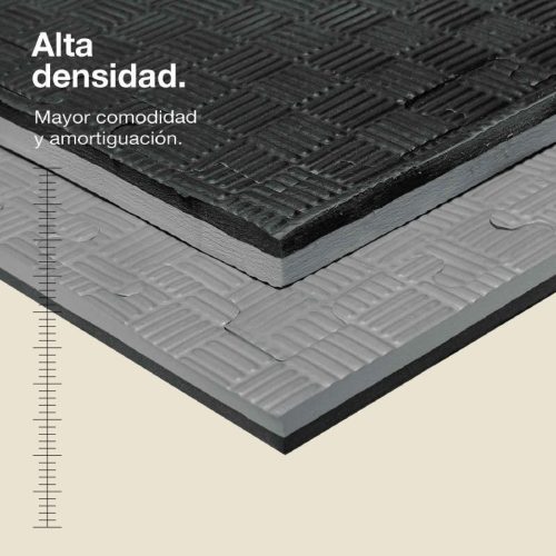 Tatami Puzzle 2cm Gris/Negro 100x100cm, Reversible Antideslizante F