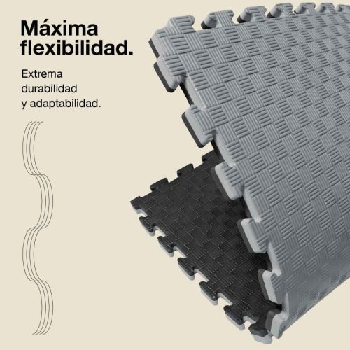 Tatami Puzzle 2cm Gris/Negro 100x100cm, Reversible Antideslizante F