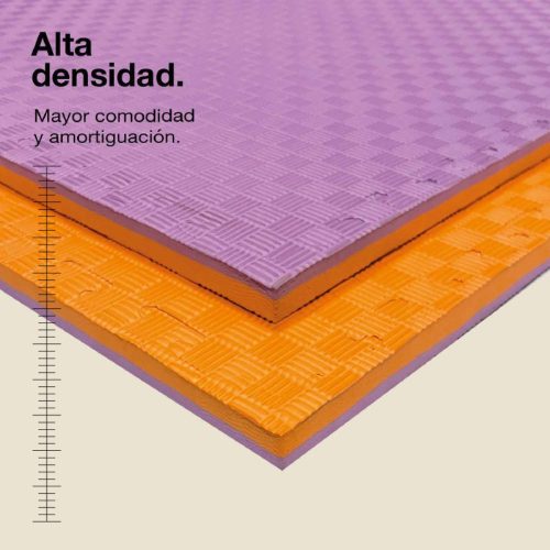 Tatami Puzzle 2cm Lila/Naranja 100x100cm, Reversible Antideslizante F