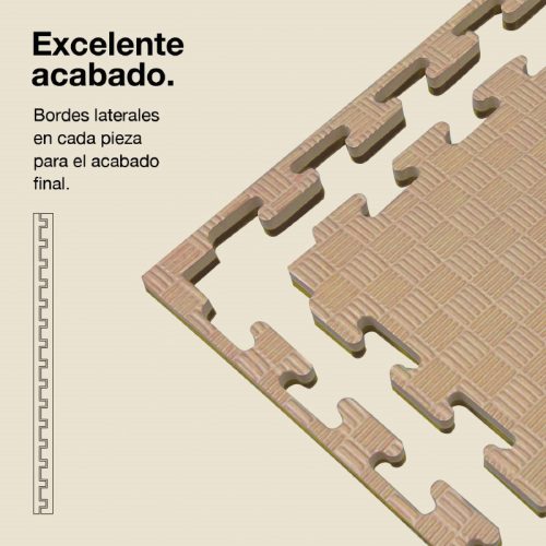 Tatami Puzzle 2cm Marrón/Beige 100x100cm, Reversible Antideslizante F