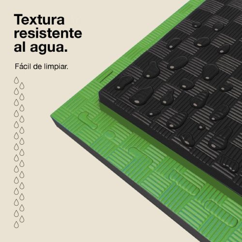 Tatami Puzzle 2cm Negro/Verde 100x100cm, Reversible Antideslizante F