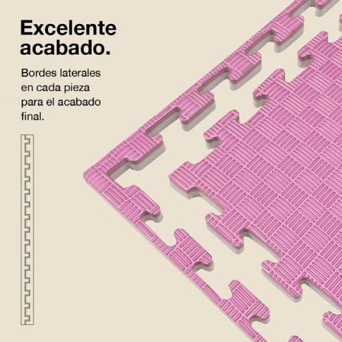 Tatami Puzzle 2cm Rosa/Blanco 100x100cm, Reversible Antideslizante F