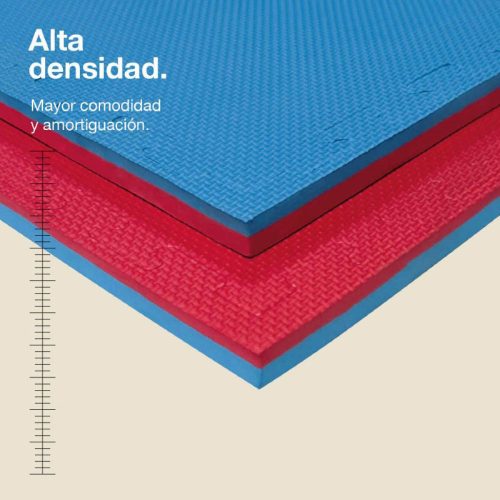 Tatami Puzzle 2cm Azul/Rojo 100x100cm, Reversible Antideslizante T