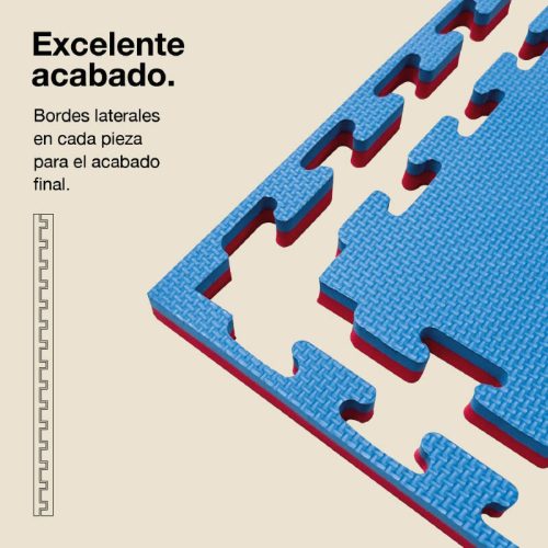 Tatami Puzzle 2cm Azul/Rojo 100x100cm, Reversible Antideslizante T