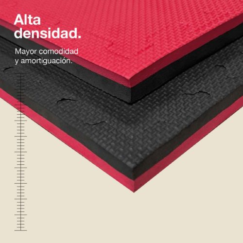 Tatami Puzzle 2cm Negro/Rojo 100x100cm, Reversible Antideslizante T