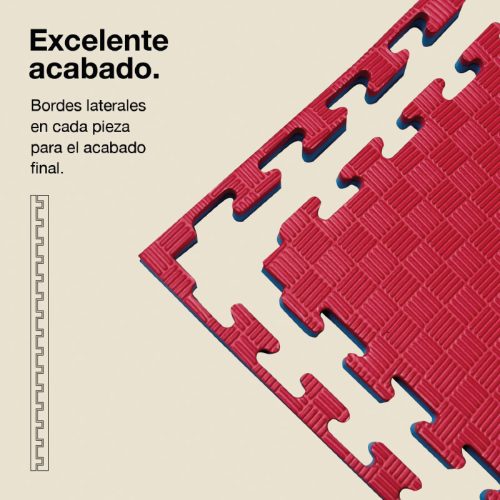 Tatami Puzzle 3cm Azul/Rojo 100x100cm, Reversible Antideslizante F