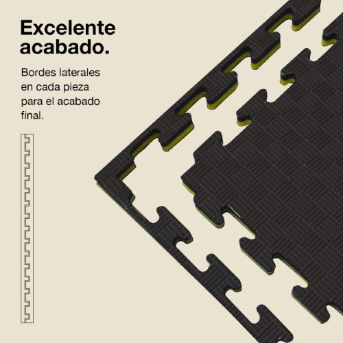 Tatami Puzzle 4cm Amarillo/Negro 100x100cm, Reversible Antideslizante F