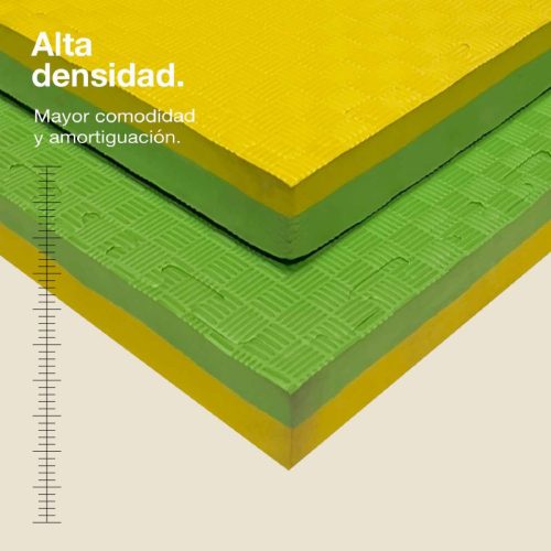 Tatami Puzzle 4cm Amarillo/Verde 100x100cm, Reversible Antideslizante F