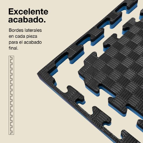 Tatami Puzzle 4cm Azul/Negro 100x100cm, Reversible Antideslizante F