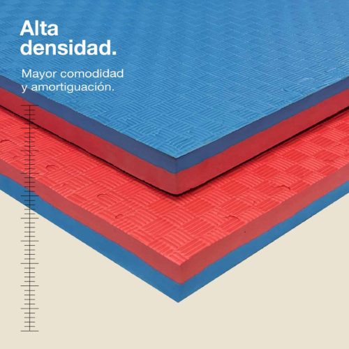 Tatami Puzzle 4cm Azul/Rojo 100x100cm, Reversible Antideslizante F