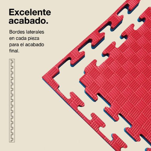 Tatami Puzzle 4cm Azul/Rojo 100x100cm, Reversible Antideslizante F