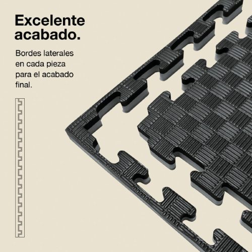 Tatami Puzzle 4cm Gris/Negro 100x100cm, Reversible Antideslizante F