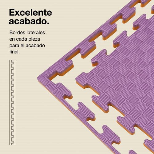 Tatami Puzzle 4cm Lila/Naranja 100x100cm, Reversible Antideslizante F