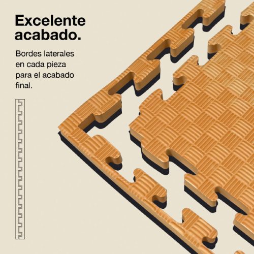 Tatami Puzzle 4cm Madera/Negro 100x100cm, Reversible Antideslizante F