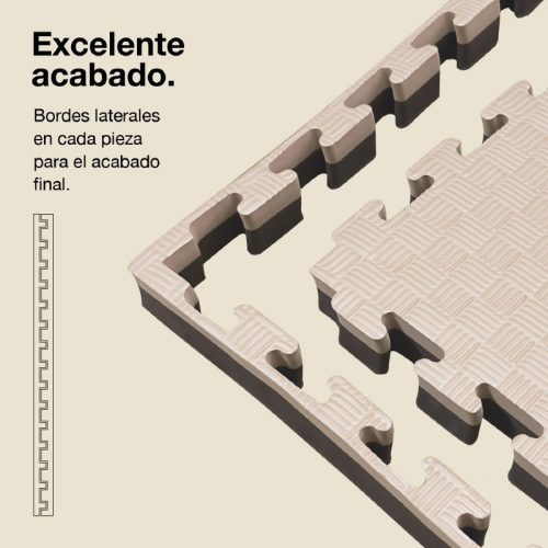 Tatami Puzzle 4cm Marrón/Beige 100x100cm, Reversible Antideslizante F