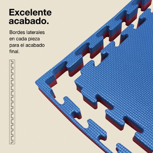 Tatami Puzzle 4cm Azul/Rojo 100x100cm, Reversible Antideslizante T