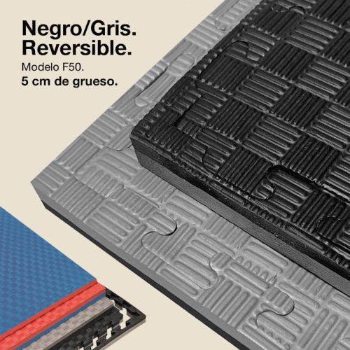 Tatami Puzzle 5cm Gris/negro 100x100cm, Reversible Antideslizante F