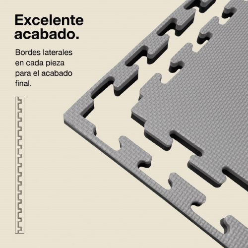 Tatami Puzzle 2cm Gris/Negro 100x100cm, Reversible Antideslizante T