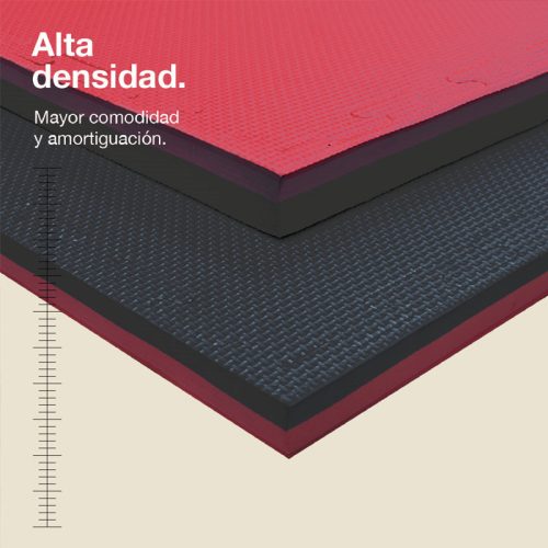 Tatami Puzzle 4cm Negro/Rojo 100x100cm, Reversible Antideslizante T