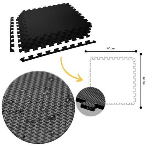 Tatami Puzzle 1cm Negro 60x60cm, Antideslizante T - Pack 4 uds